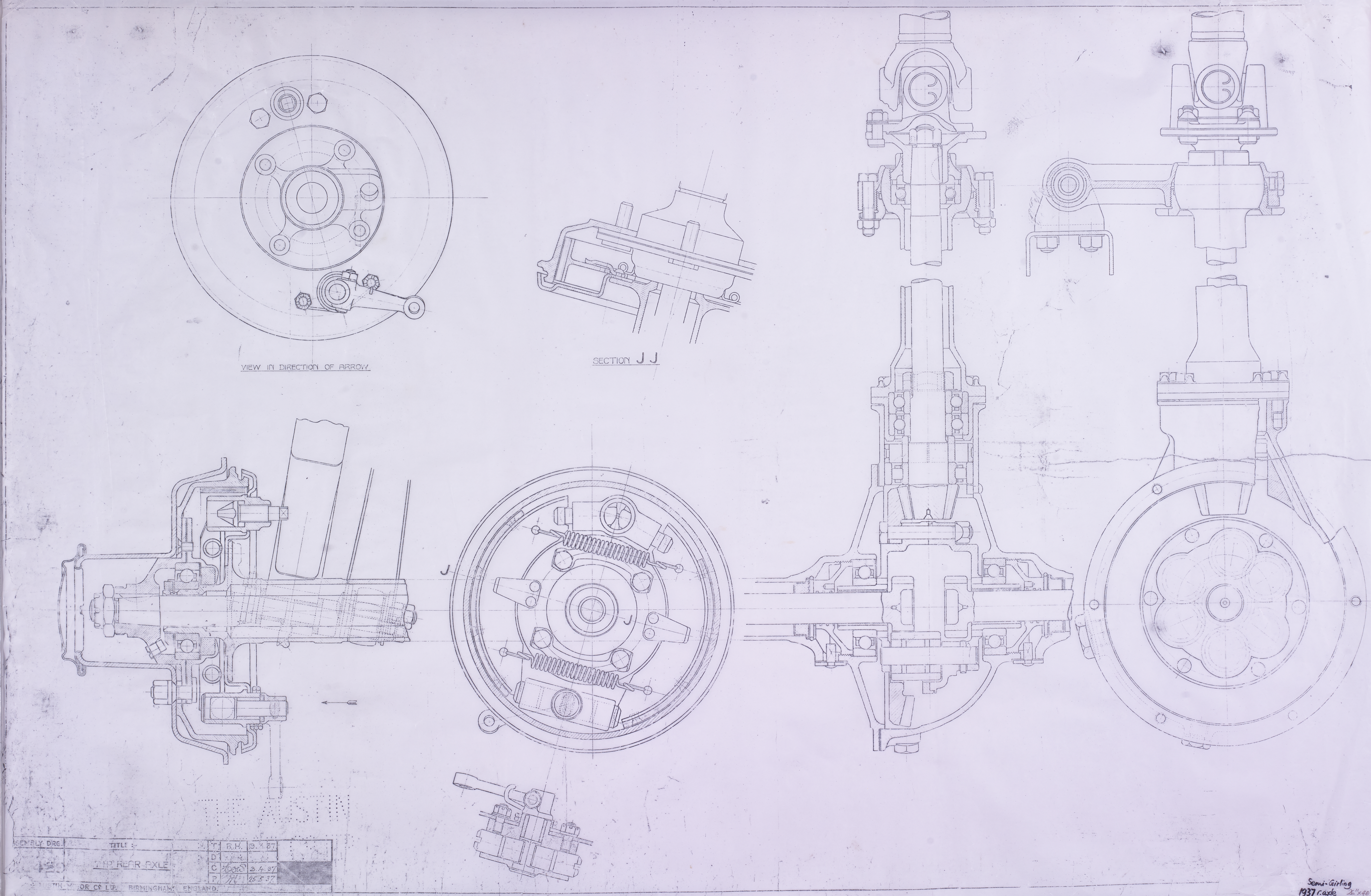 Assembly Drg; XL4n9?; 7HP REAR AXLE; Semi Girling 1937-image