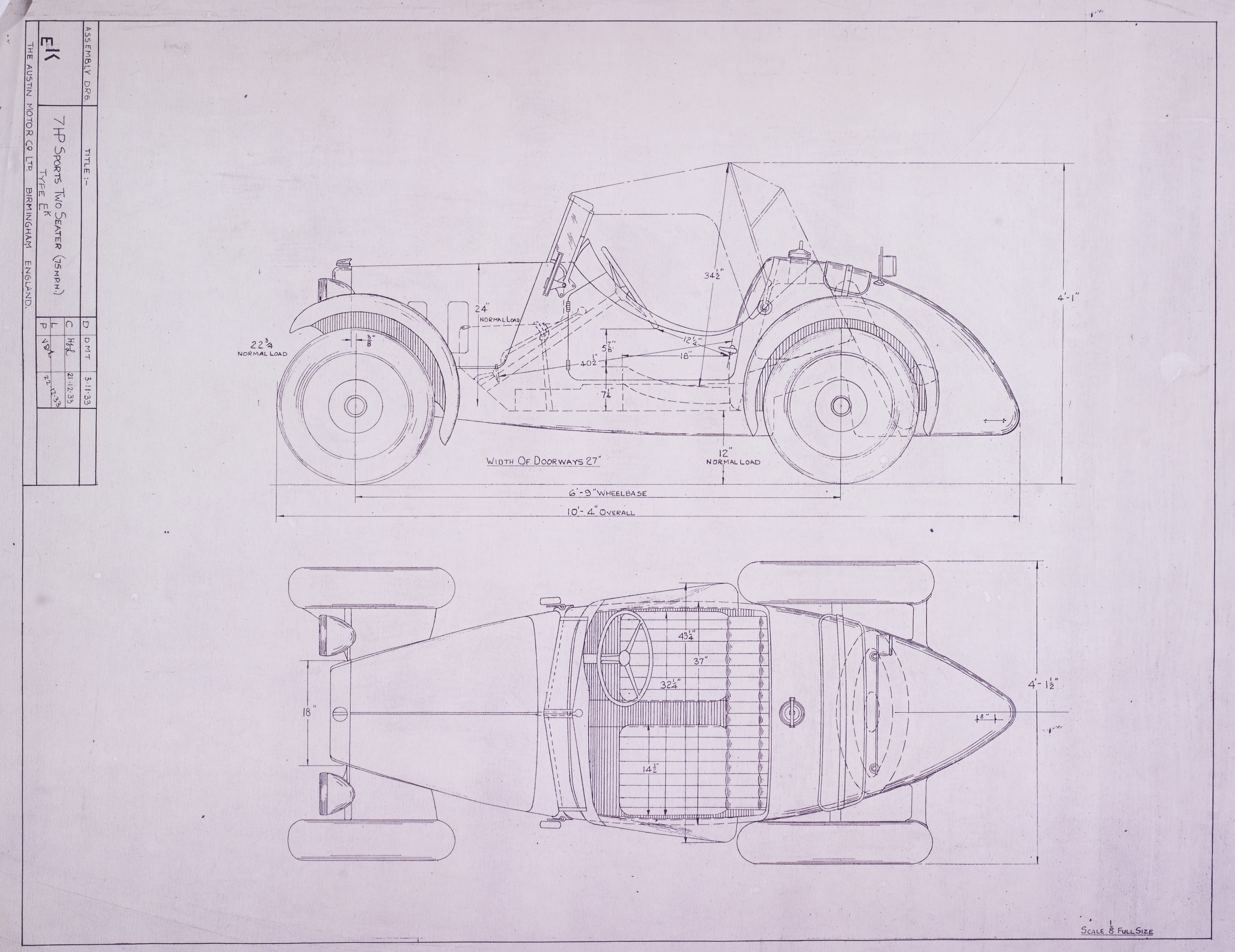 Assy Drg; 7HP EK;  7HP Sports two seater (75MPH); Speedy-image