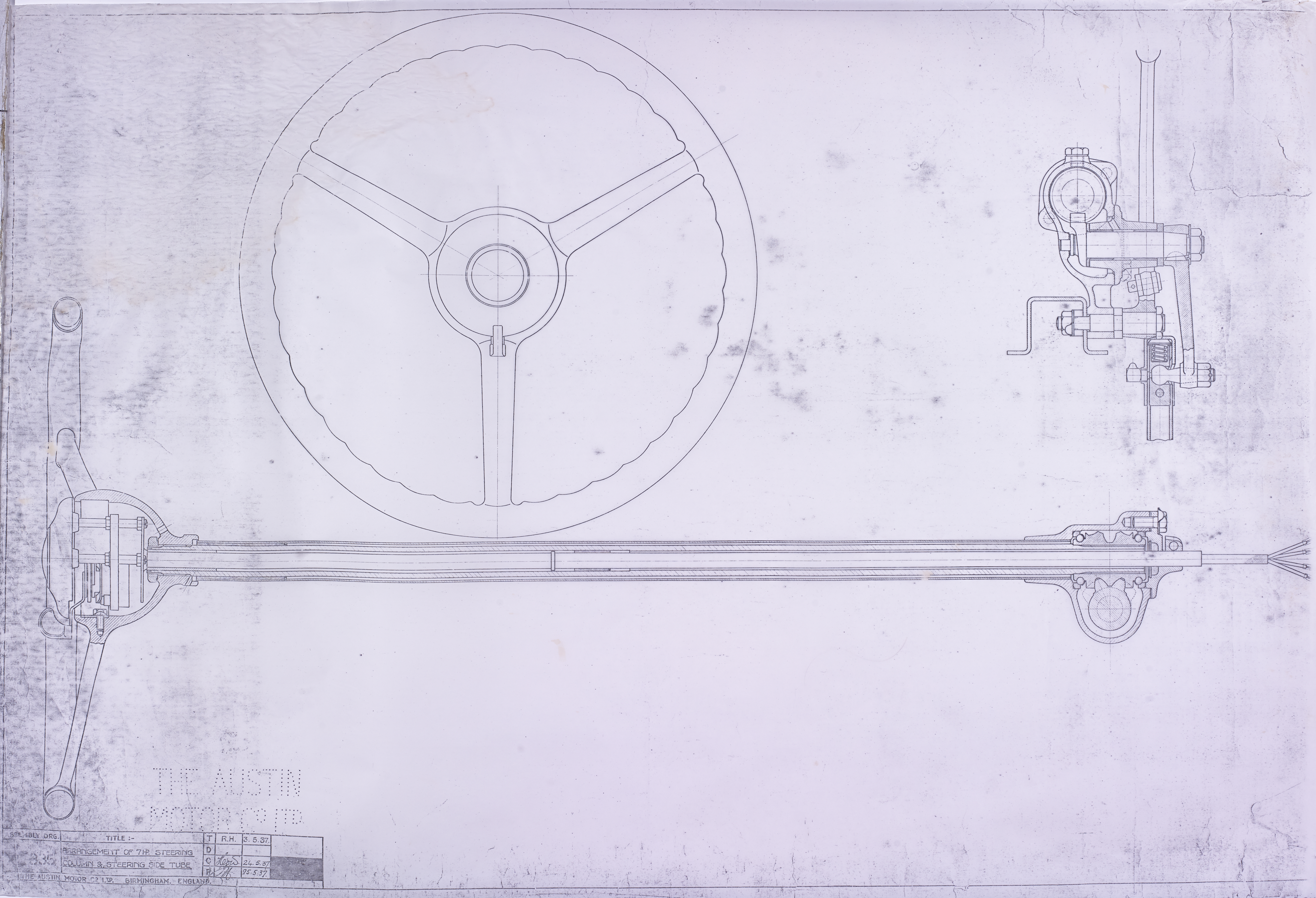 Assembly Drg: Part No XL335; Arrangement of 7HP Steering Column & Steering Side Tube-image