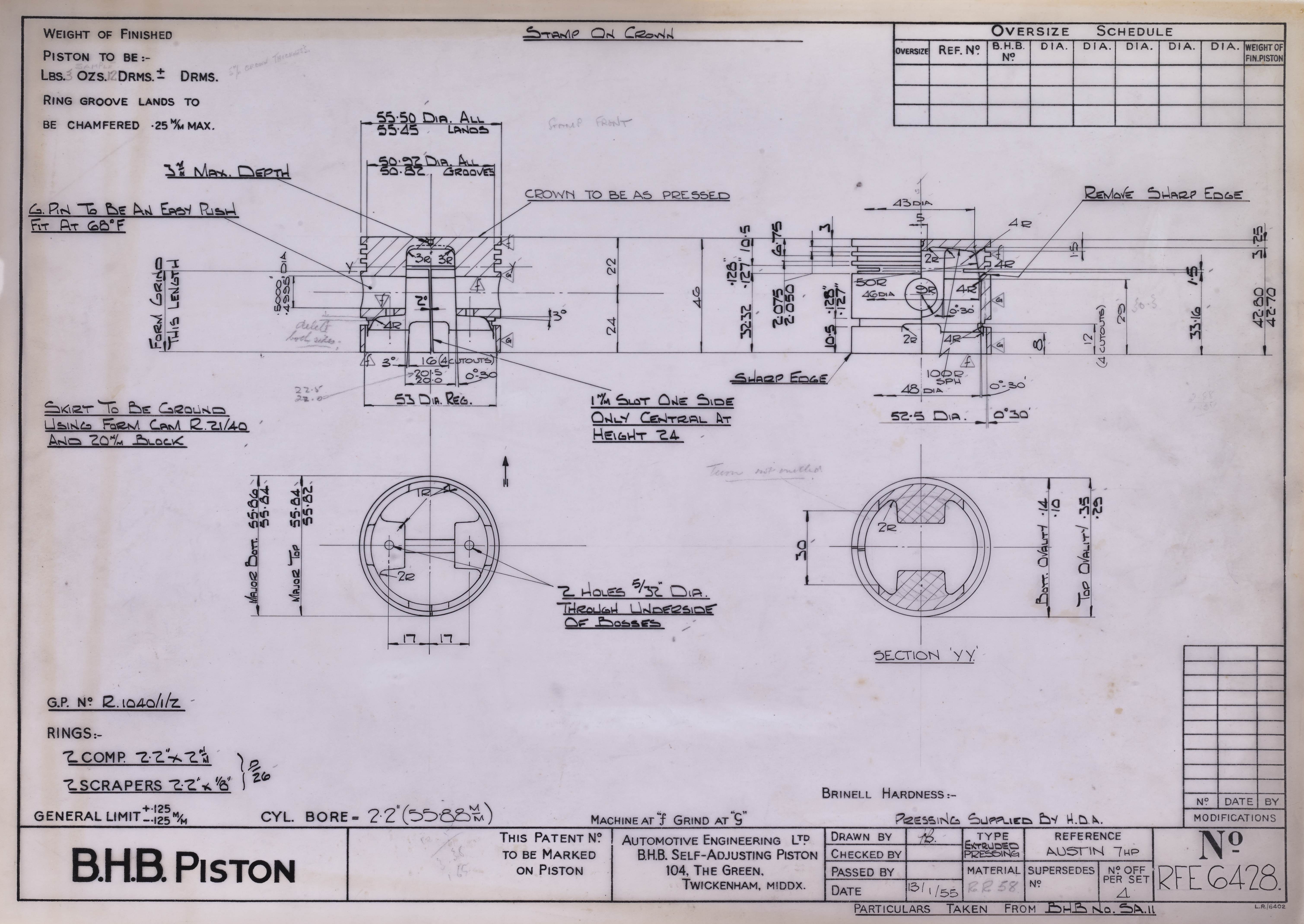 Piston; RFE6428; BHB Piston-image