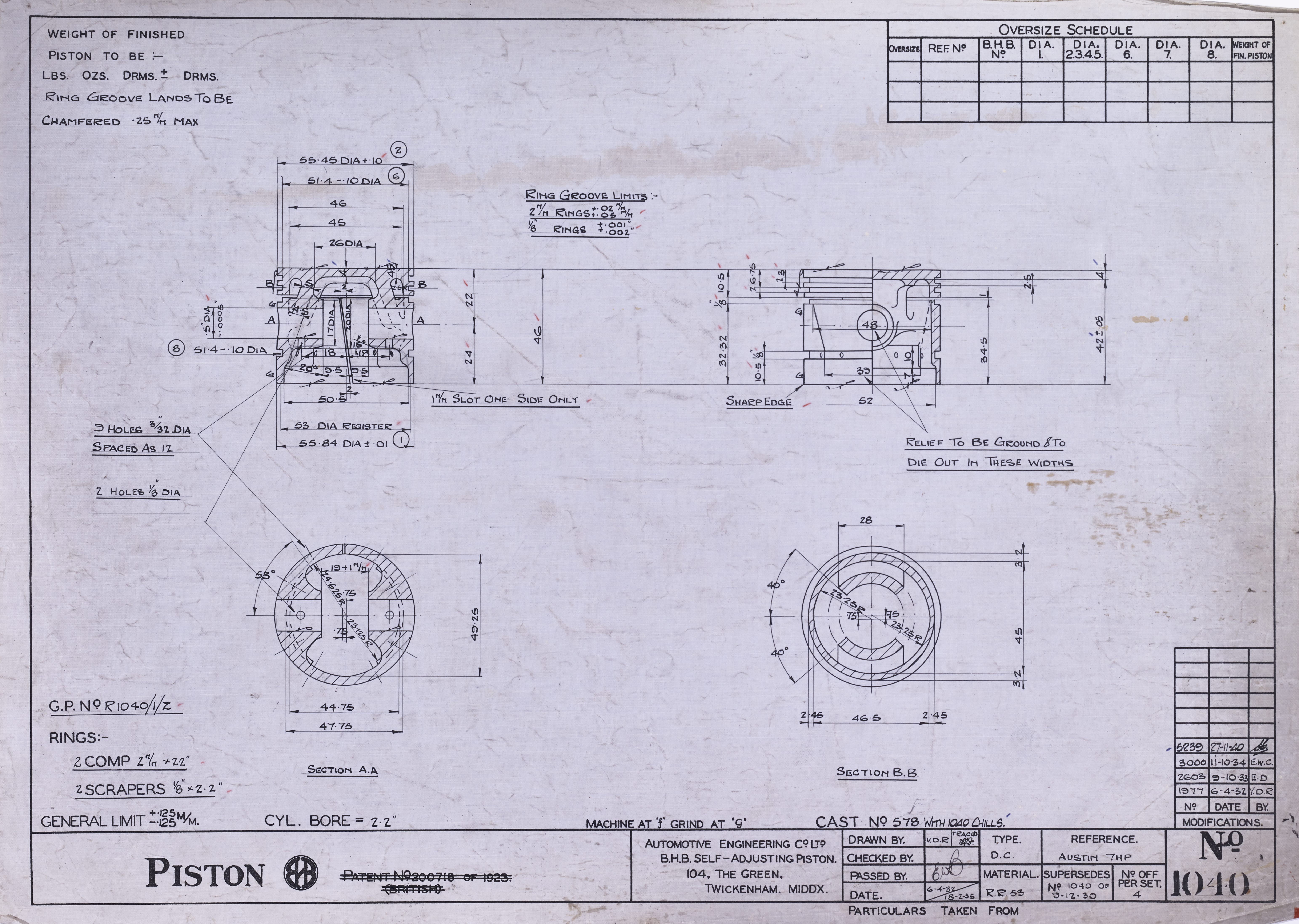 Piston; Ref, Austin 7HP; No E1040?-image