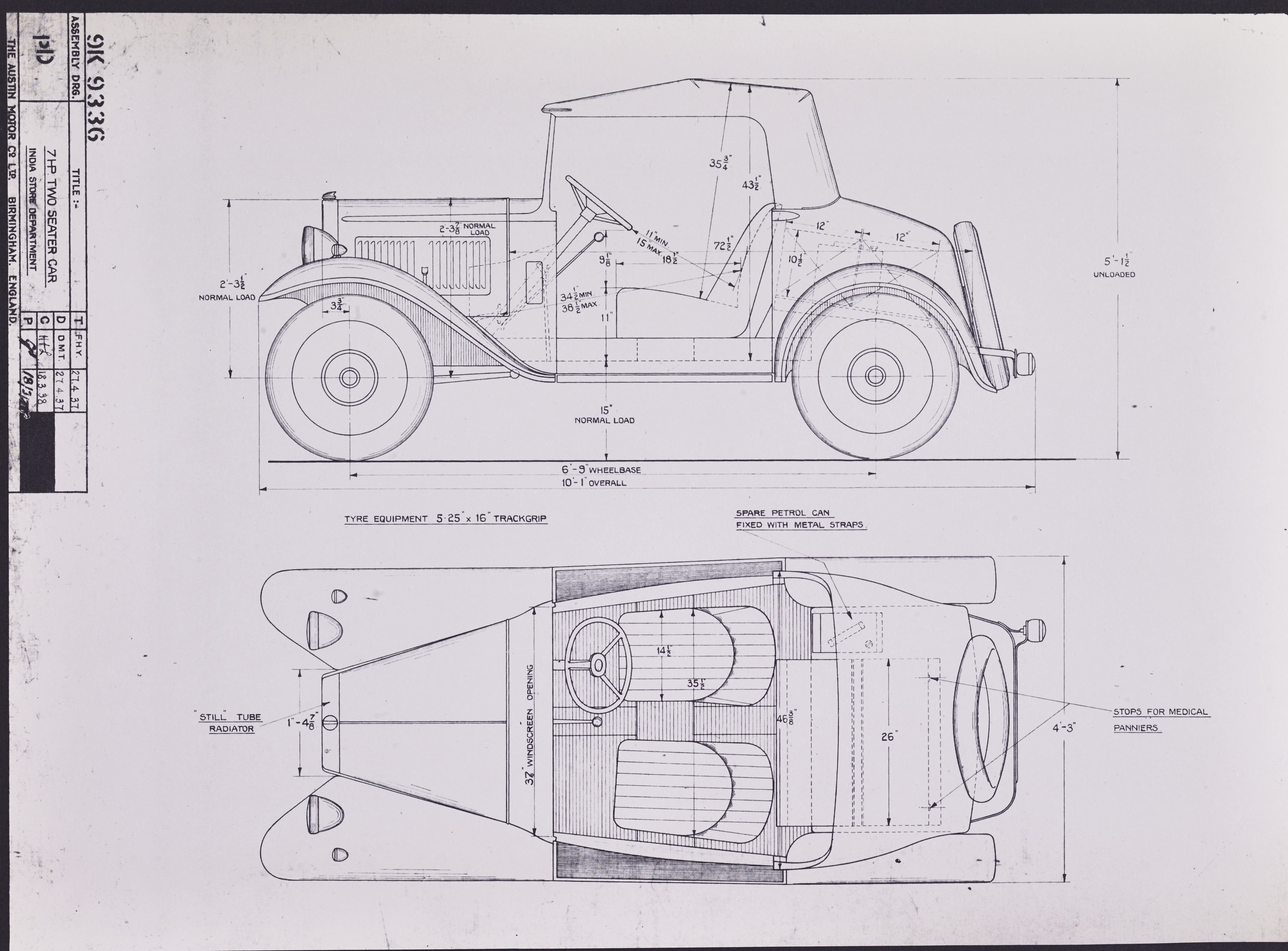 Assy Drg; 7HP PD (1937); Military Two Seater India Office;-image