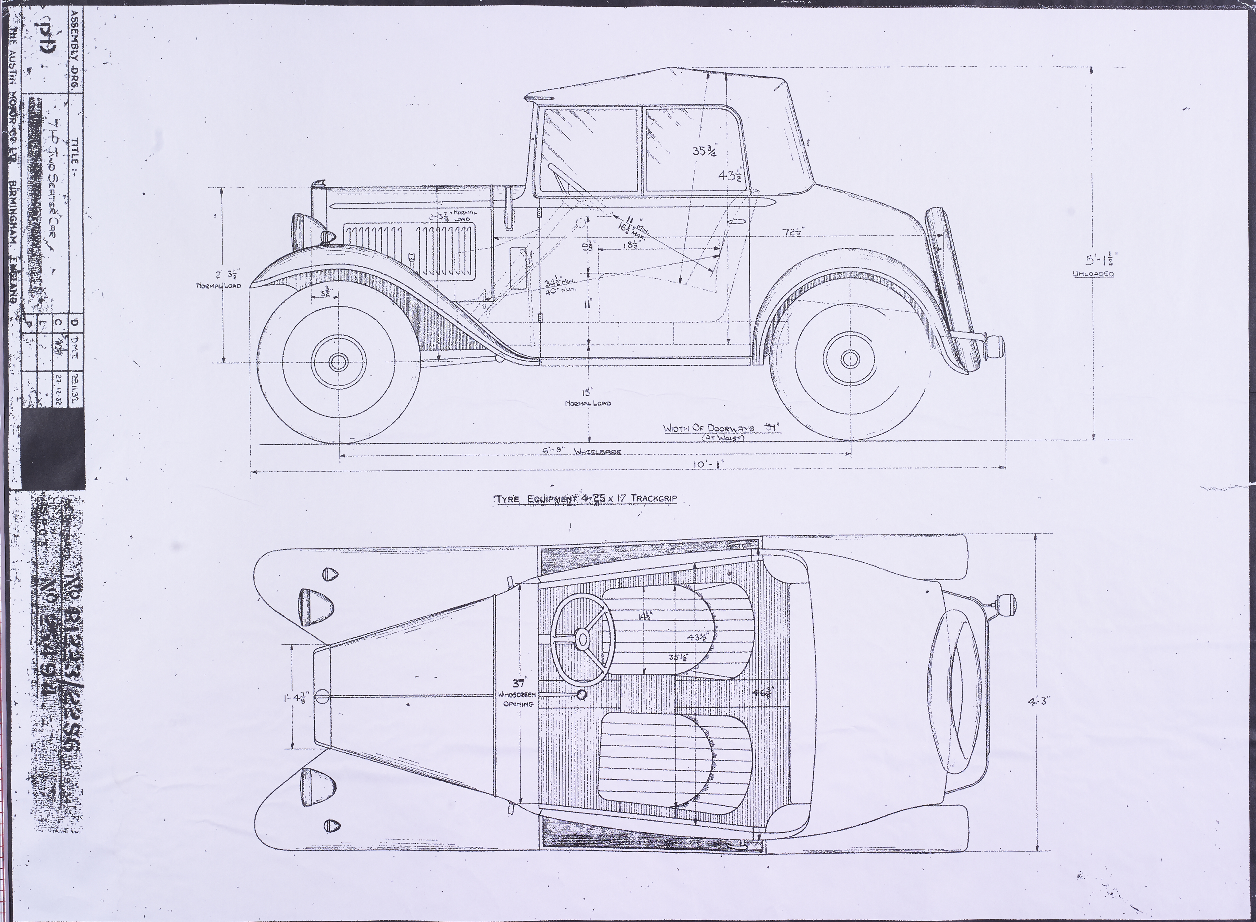 Assy Drg; 7HP PD (1934); Military Two Seater India Office;-image