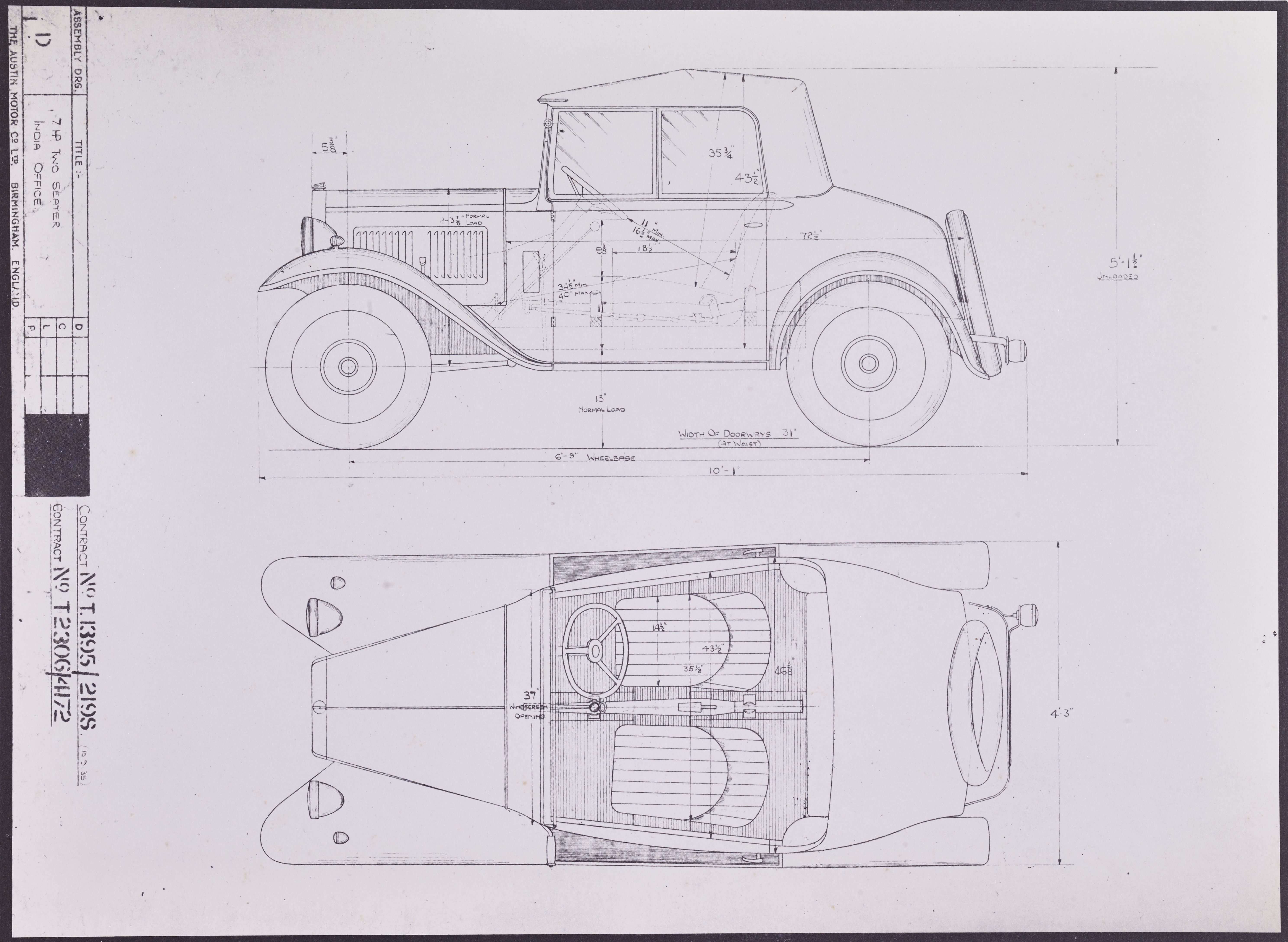 Assy Drg; 7HP PD (1935); Military Two Seater India Office;-image