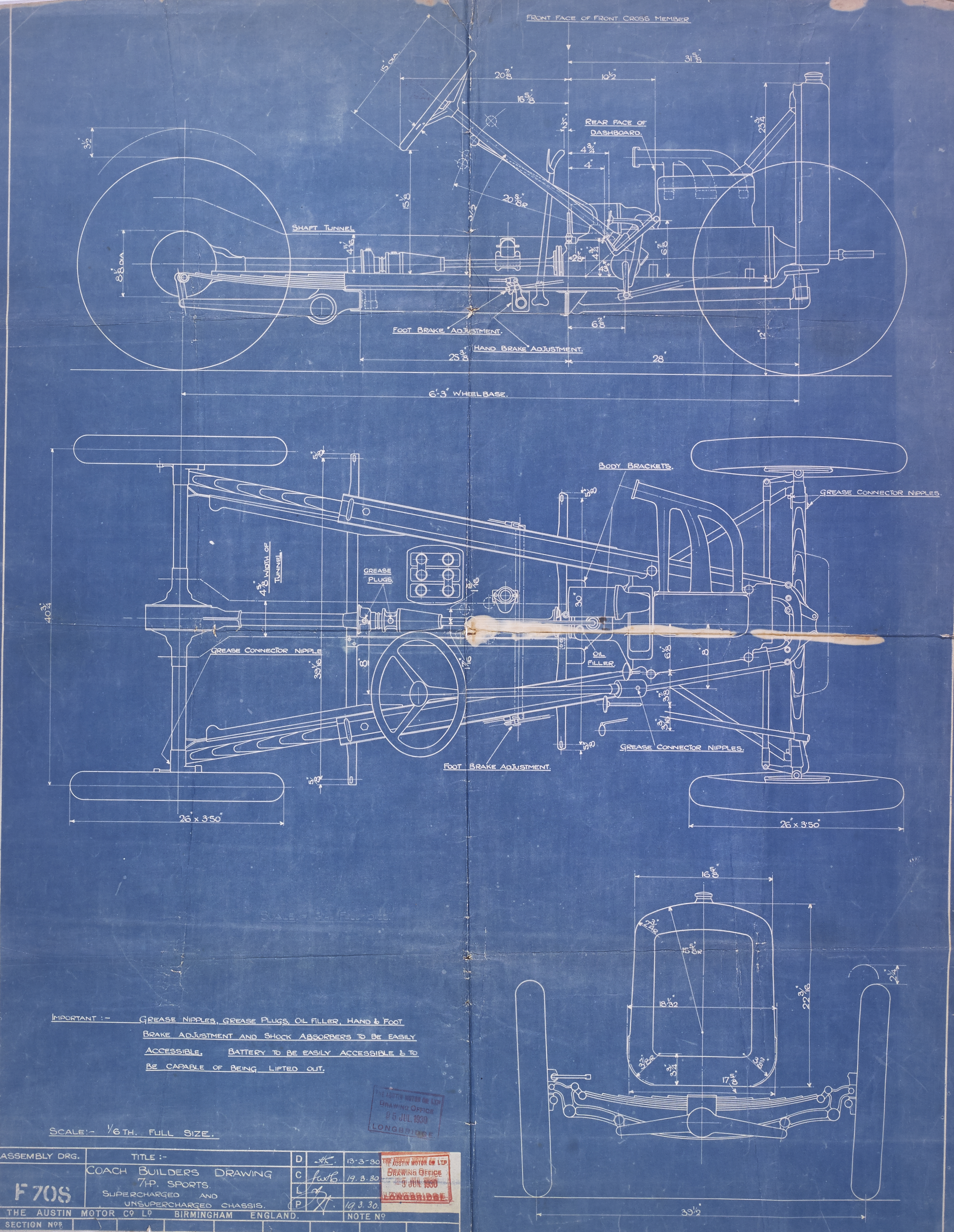 Coach Builder's drawing; 7HP Sports, Supercharged and Un-supercharged chassis-image